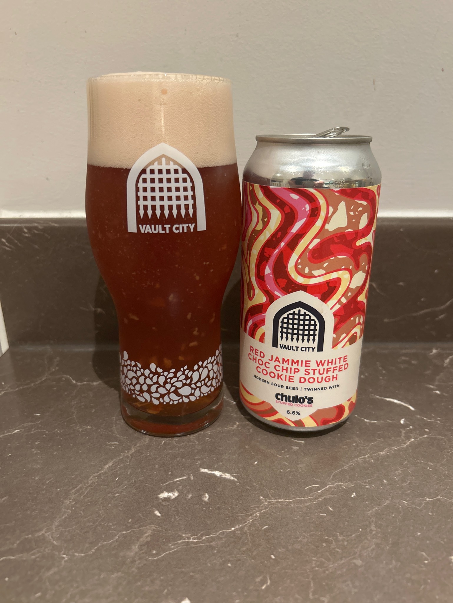 Red Jammie White Choc Chip Stuffed Cookie Dough, Vault Brewing Company