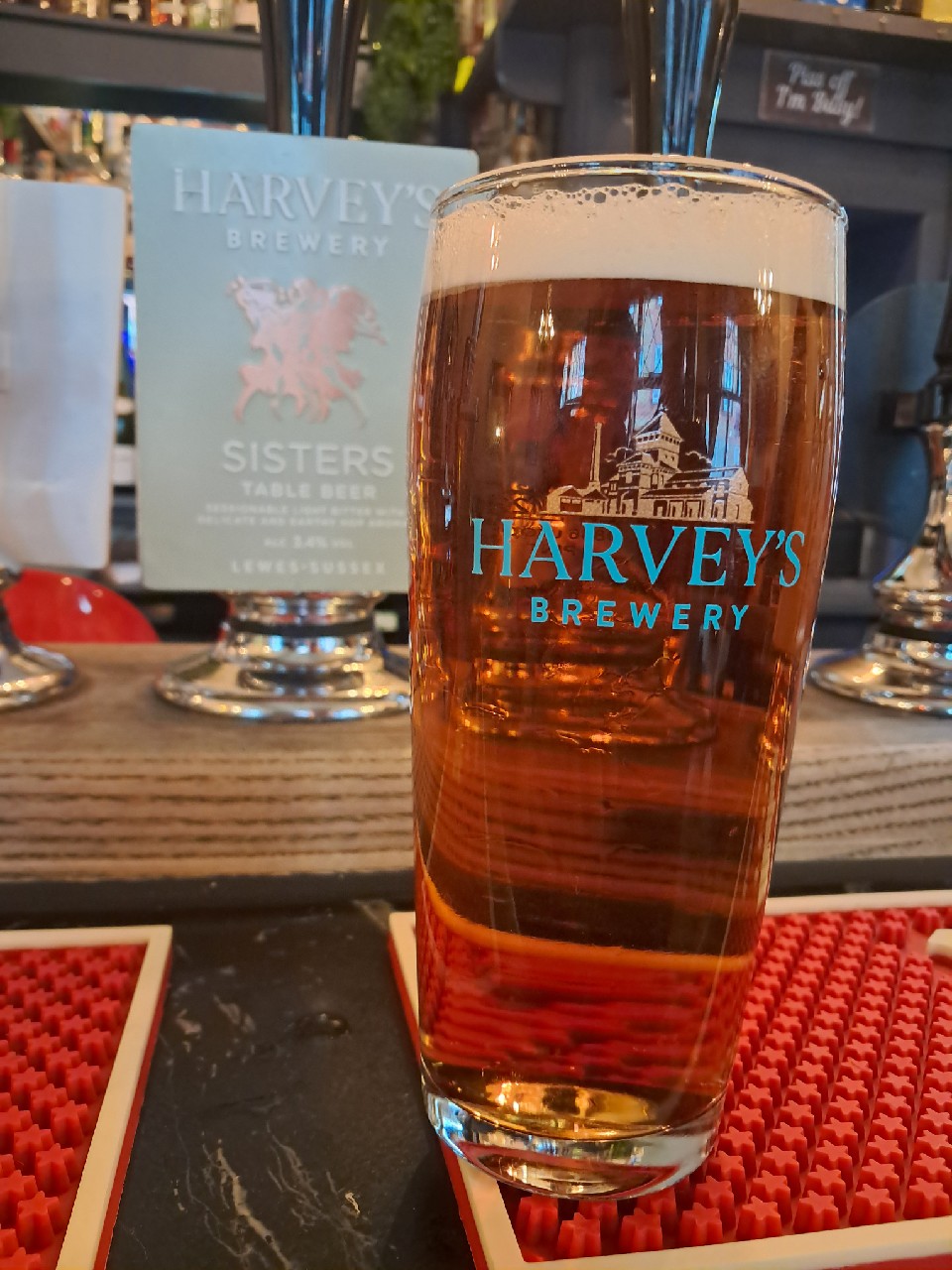 sisters table, Harvey's Brewery