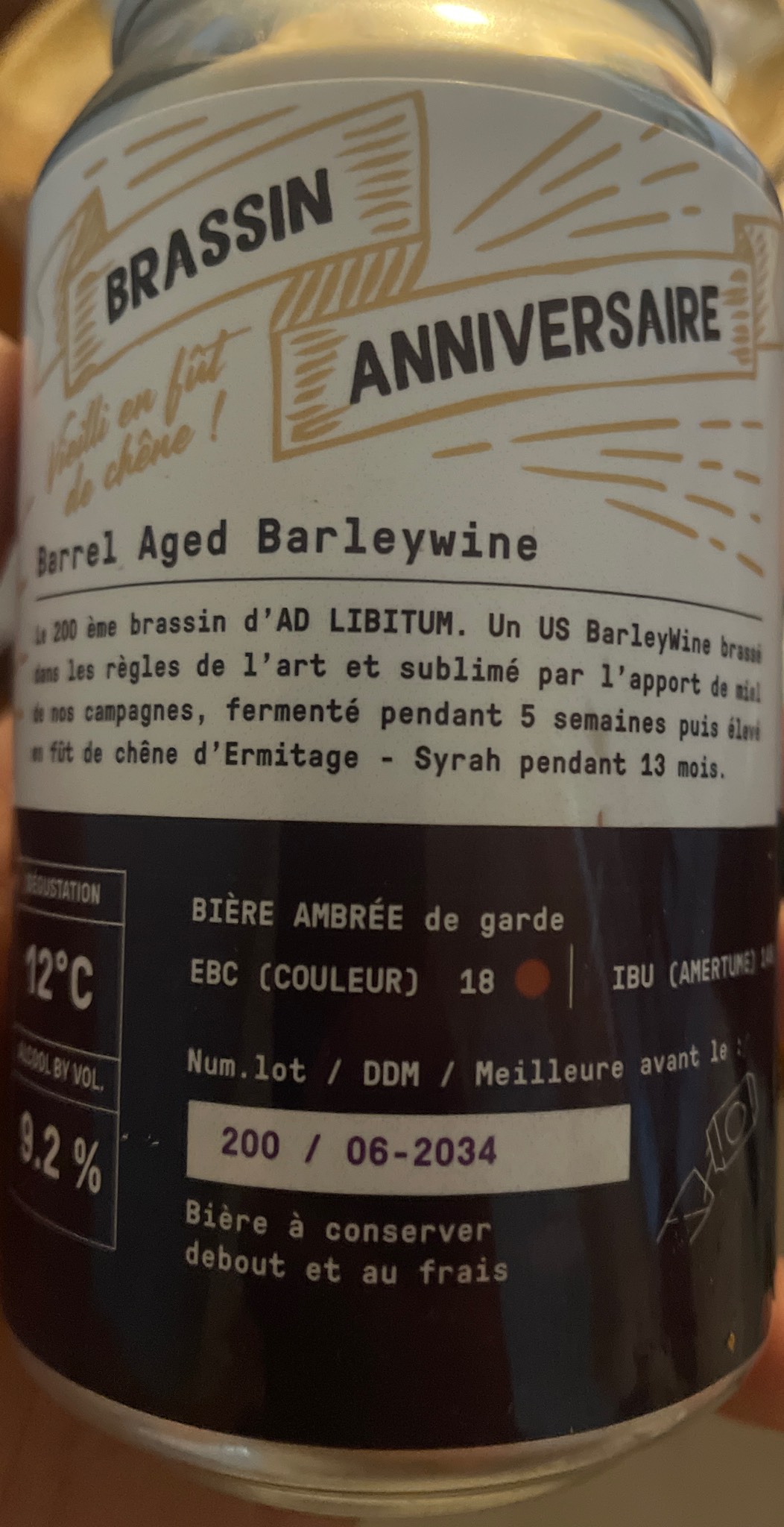 Barrel Aged Barleywine, Brasserie Ad Libitum