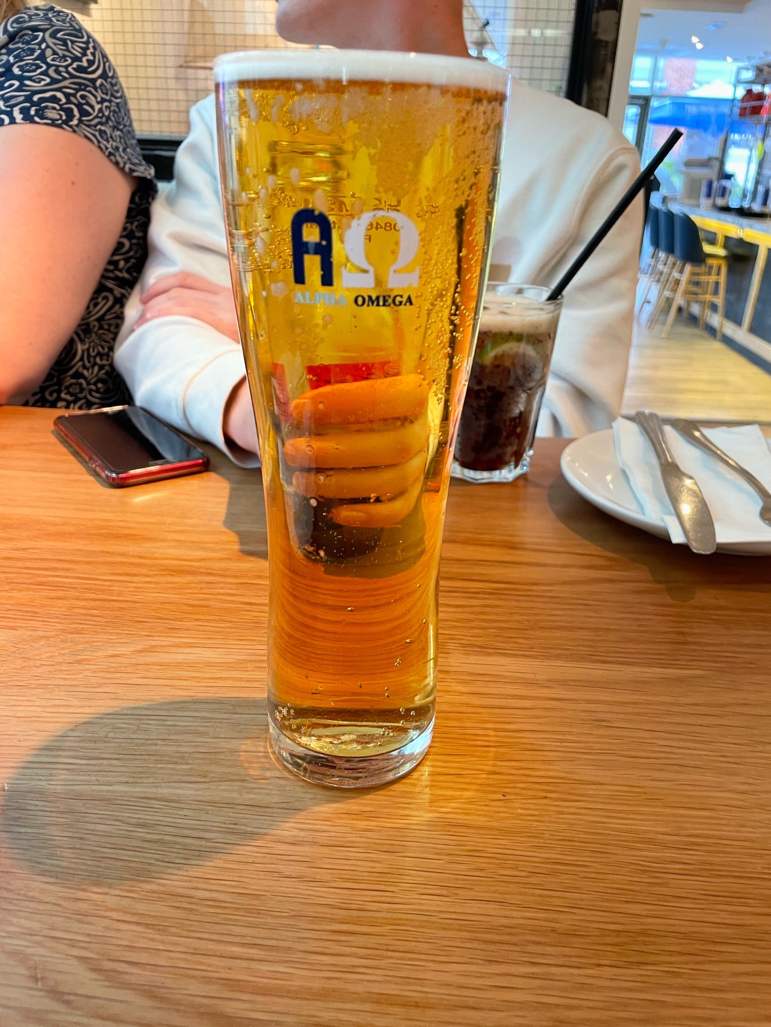 The real Greek lager., Alpha Omega