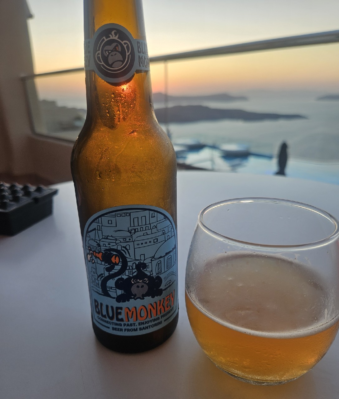 Blue monkey Train station, Ftelos Brewery Santorini