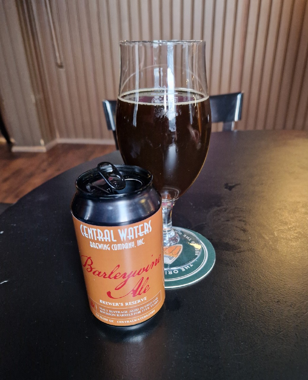 5 year aged Brewer's reserve bourbon barley wine, Central Waters Brewing Company