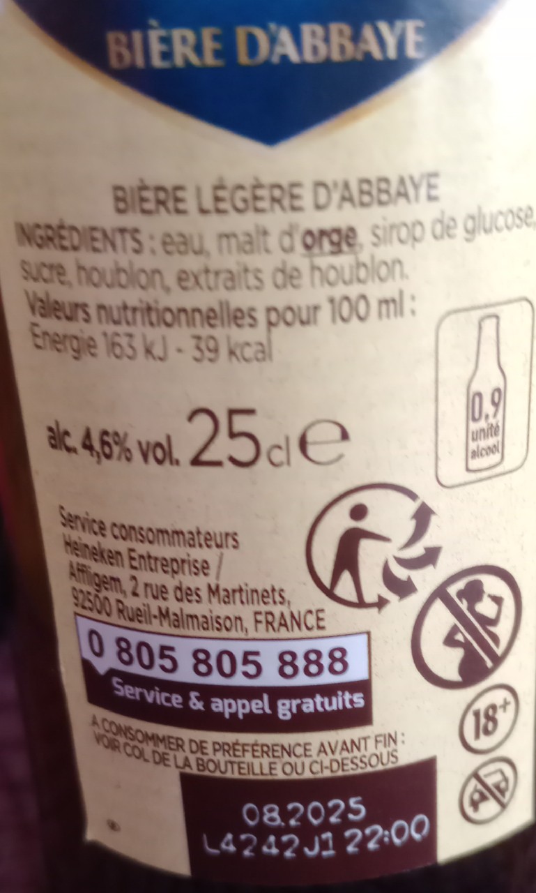 Affligem Cuvée Légère, Belgium