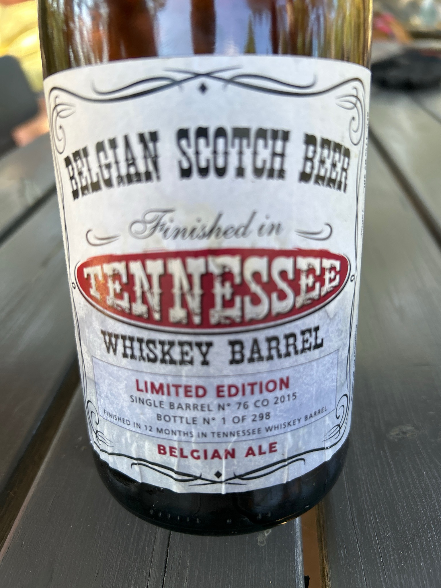 Belgian scotch beer finished in Tennesee whiskey barrell, Brasserie de Silly