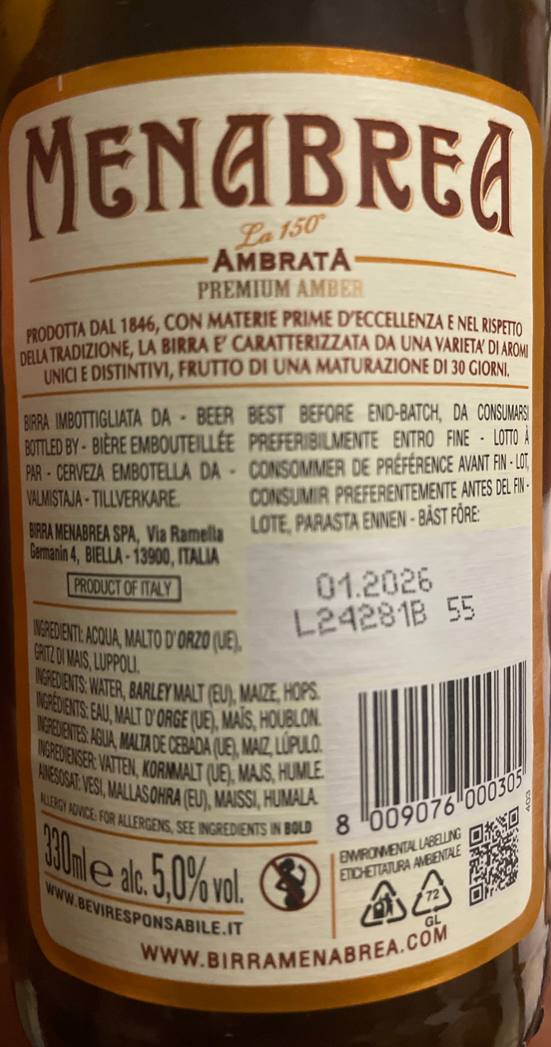 Menabrea Ambrata, Italy