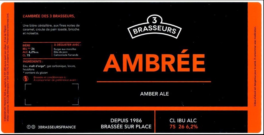 3 Brasseurs Ambrée / Amber, France