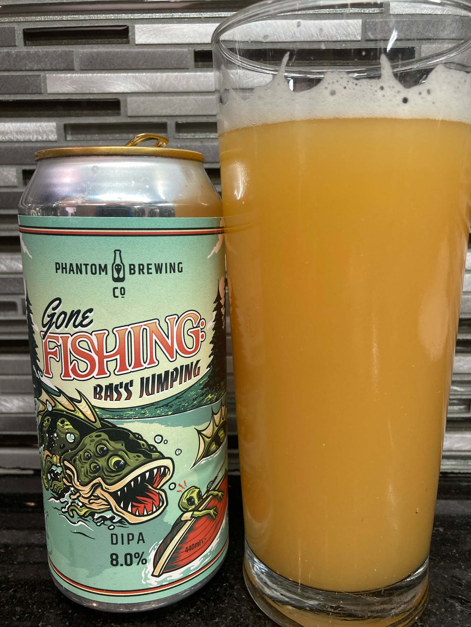 Gone fishing: bass jumping, Phantom Brewing Co.