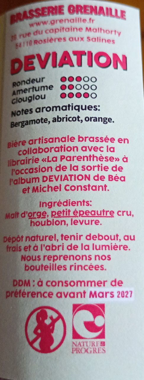 DEVIATION, Microbrasserie Grenaille