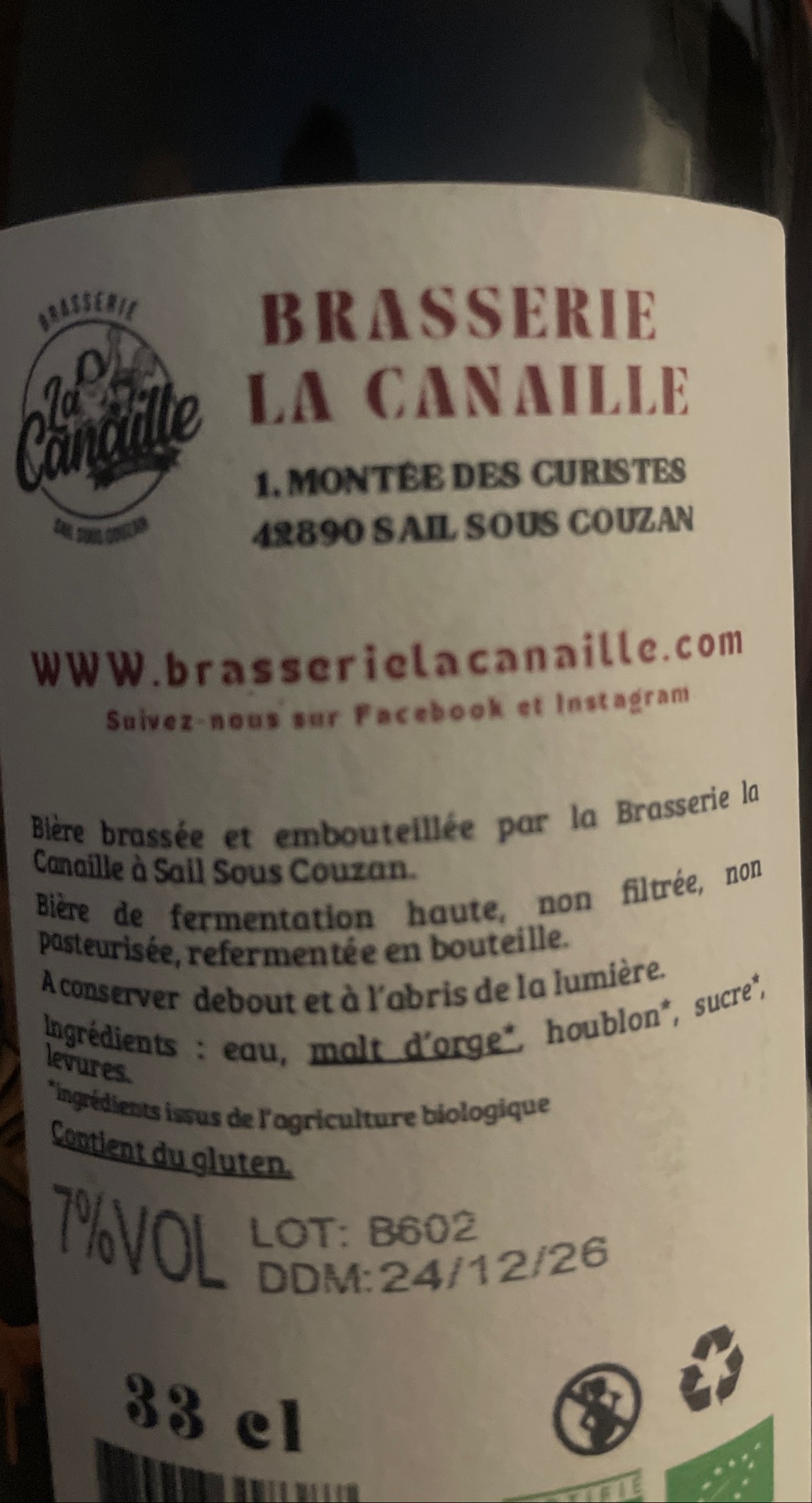 Les Canailles Internationales Scotch Ale Tourbée, Brasserie La Canaille