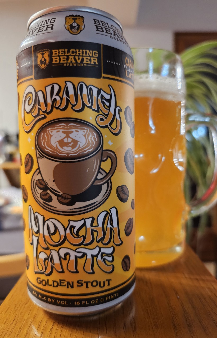 Caramel Mocha Latte Golden Stout, Belching Beaver Brewery