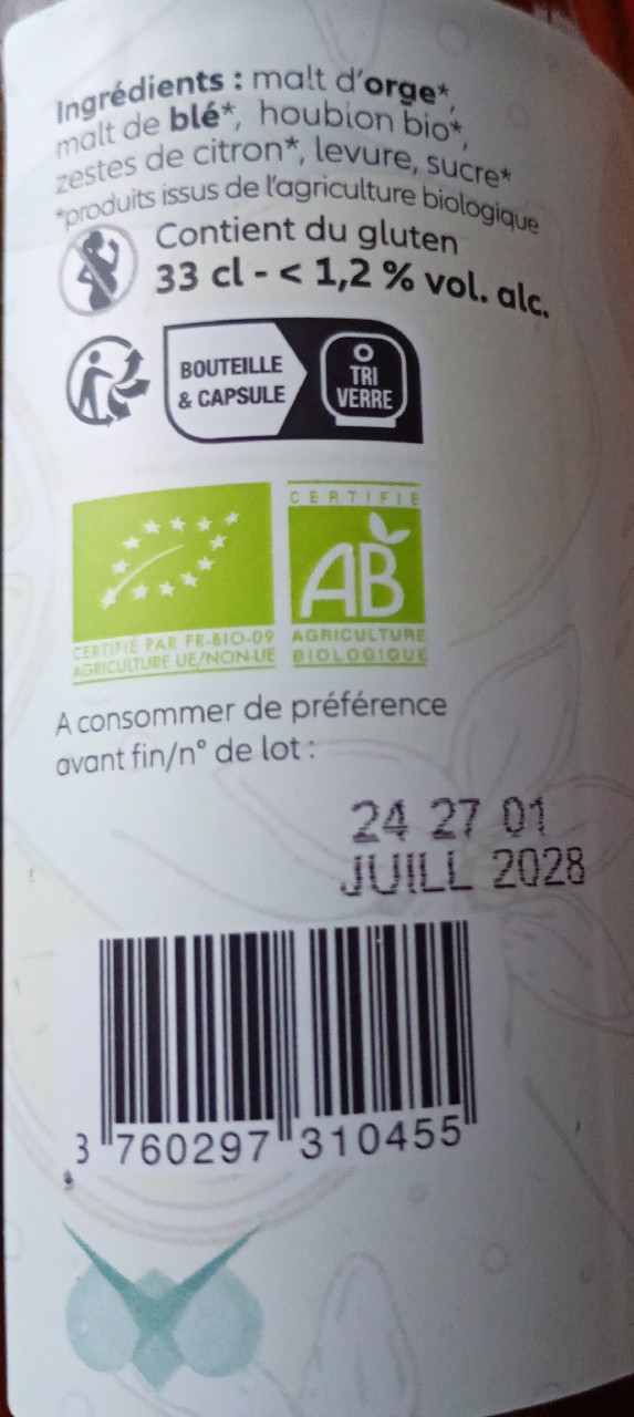 grand duc biere sans alcool zeste de citron, Microbrasserie Grand Duc
