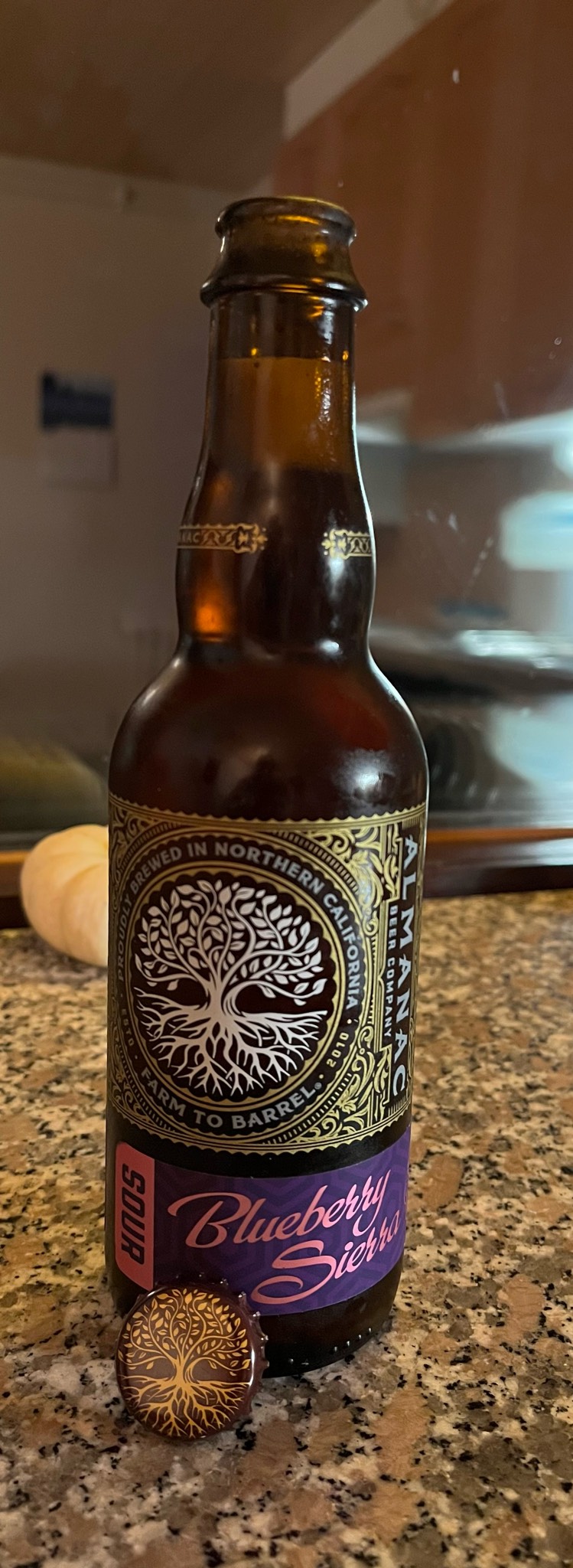 Sour blueberry sierra oak barrel aged, Almanac Beer Company