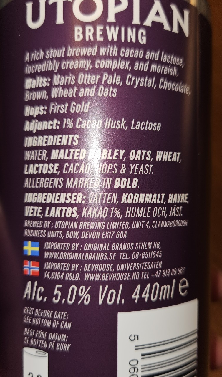 Into The Dark, Utopian Brewing Ltd.