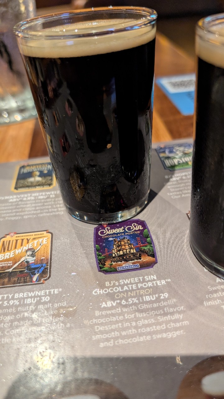 BJ's sweet sin chocolate porter, BJ's Restaurant & Brewhouse