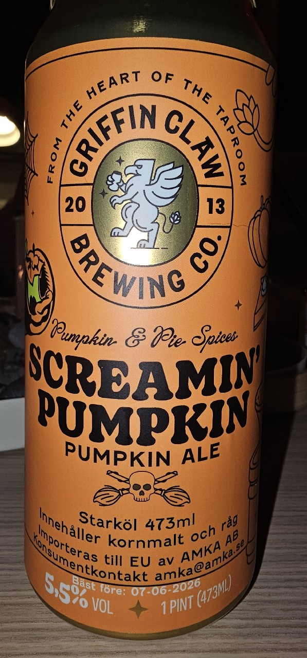 Screamin' - Pumpkin Ale, Griffin Claw Brewing Company