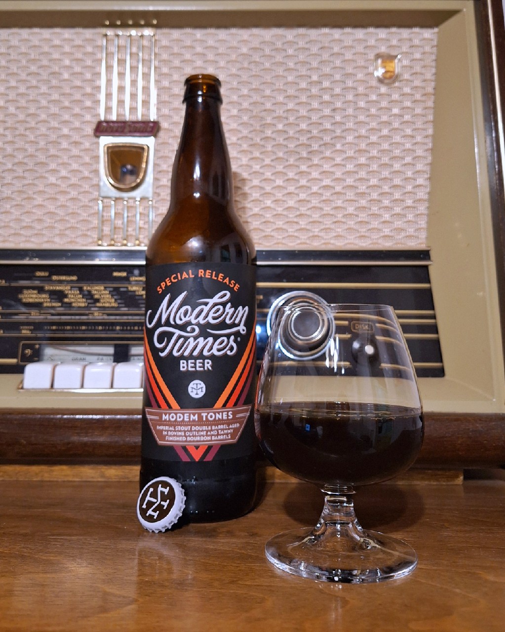 Modem Tones: Double Barrel Aged in Bovine Outline and Tawny Finished Bourbon Barrels, Modern Times Beer
