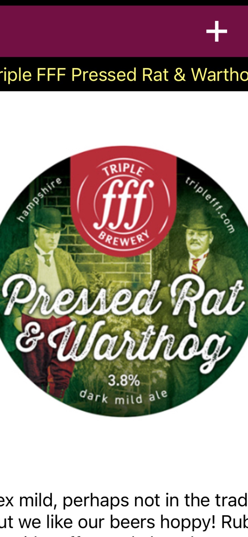 Pressed Rat and Warthog, Triple fff Brewery