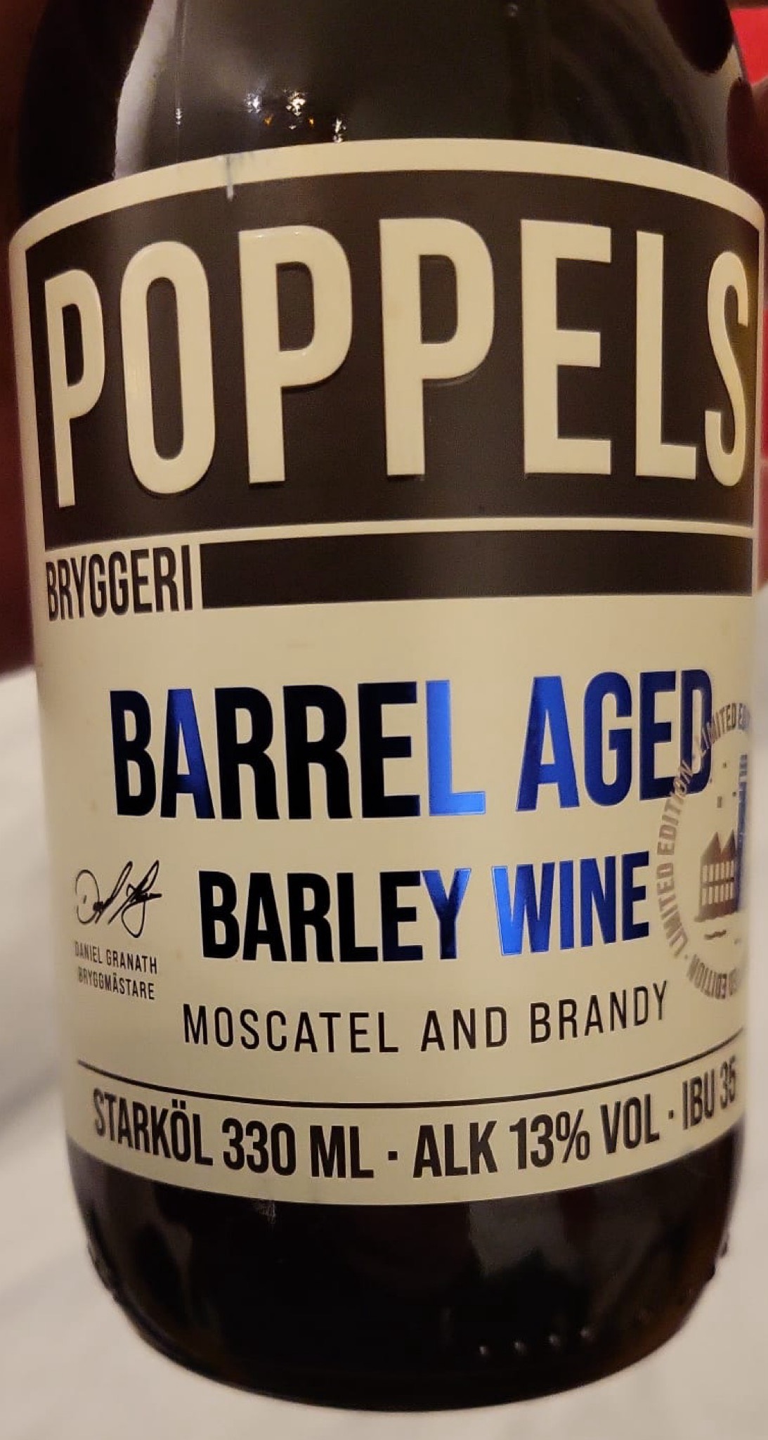 Barleywine MOSCATEL AND BRANDY, Poppels Bryggeri