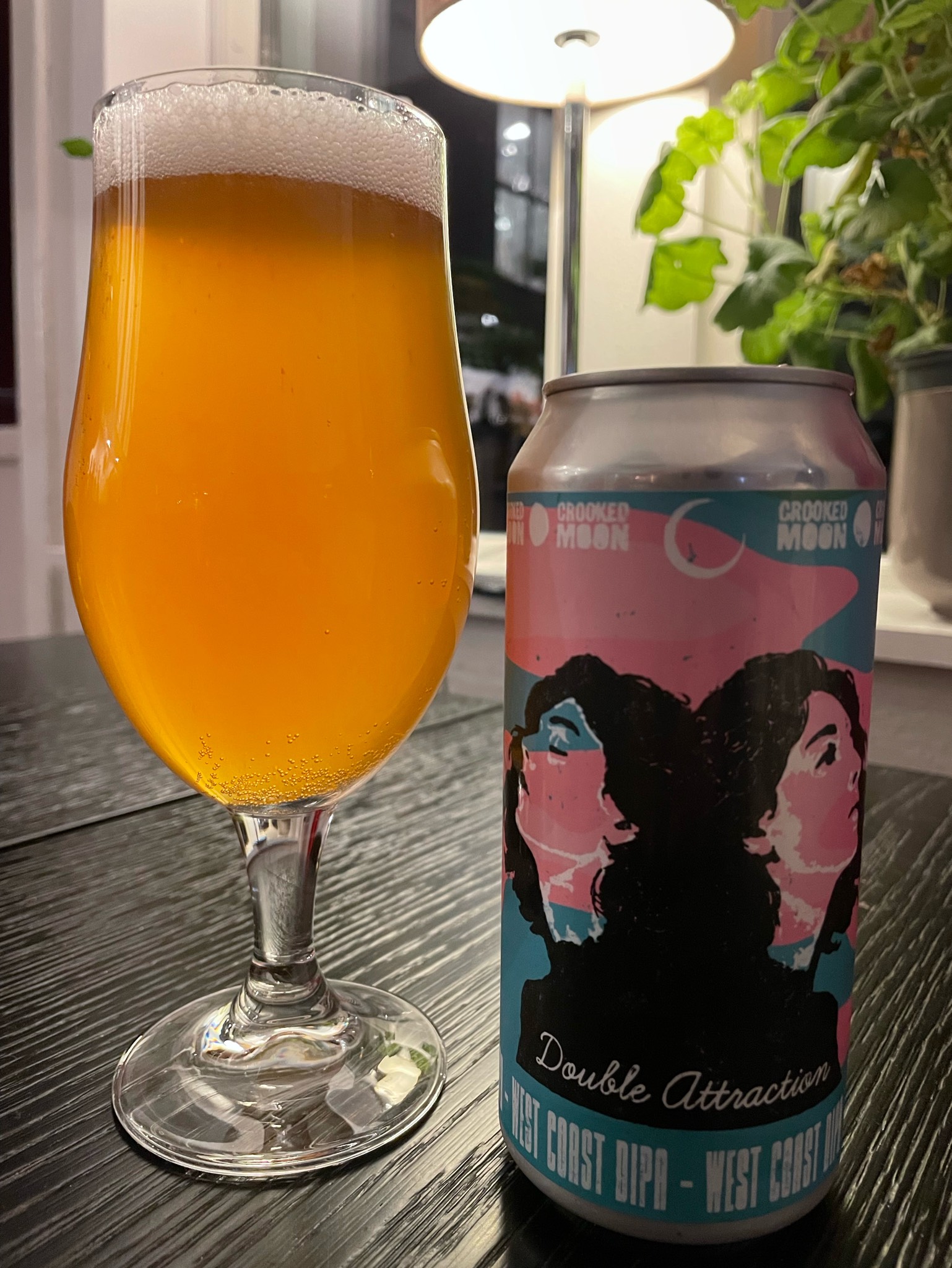 Double Attraction Double West Coast IPA, Crooked Moon Brewing