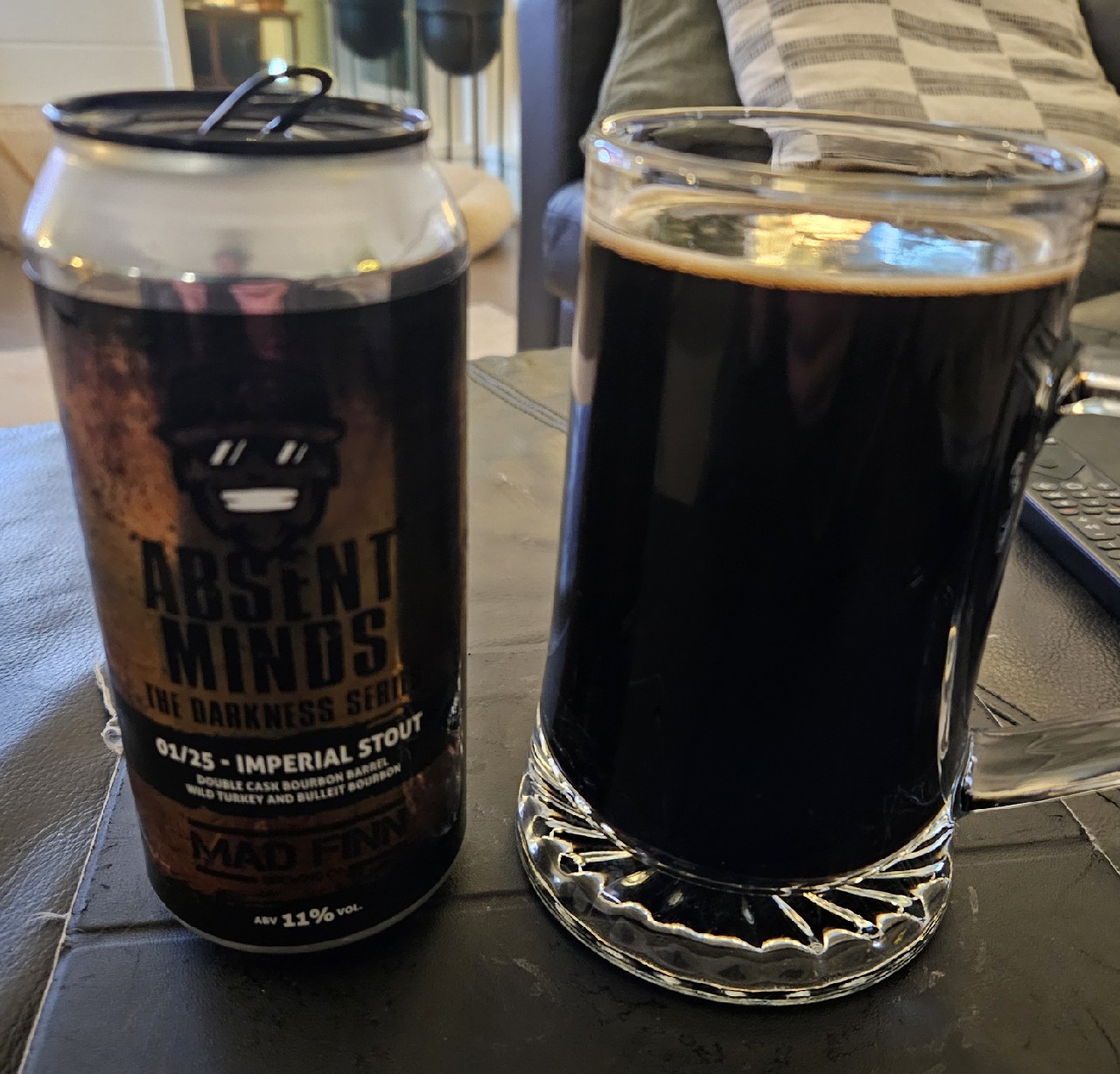 Absent Minds Double Cask Bourbon Barrel (Wild Turkey and Bullet) Imperial Stout (The Darkness Series 01/25), Mad Finn Brewing Co