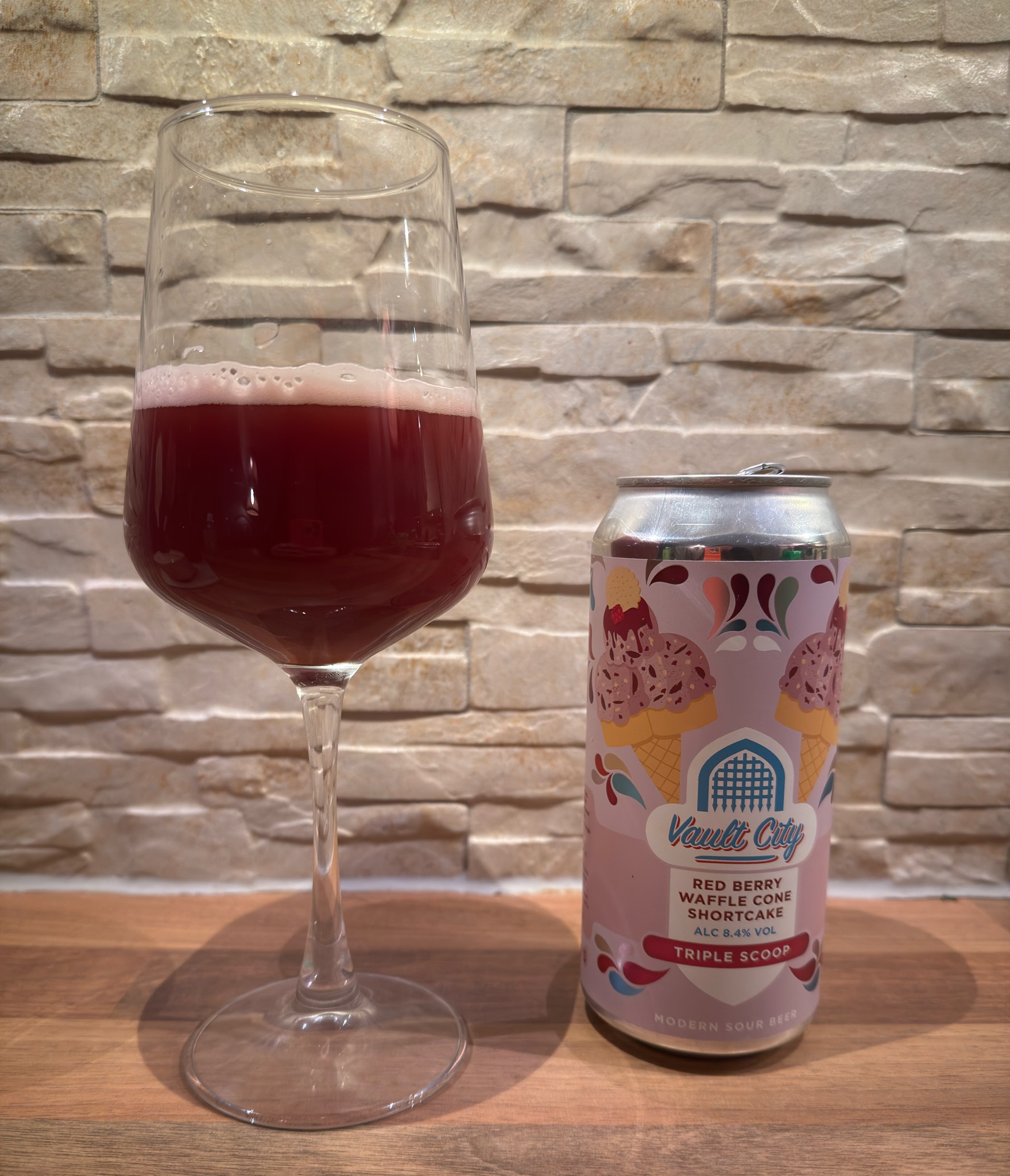 Red Berry Waffle Cone Shortcake Triple Scoop, Vault City Brewing