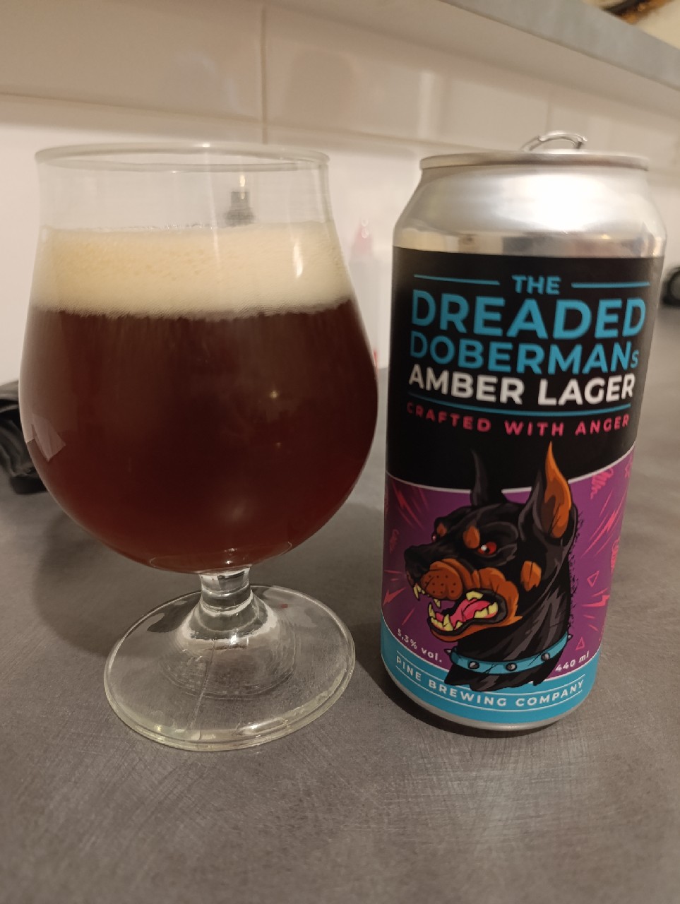 The Dreaded Doberman's Amber Lager, Pine Brewing Company