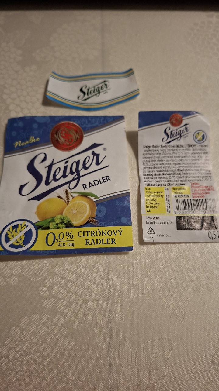 Striger Citrónový Radler 0,0%, Pivovar Steiger