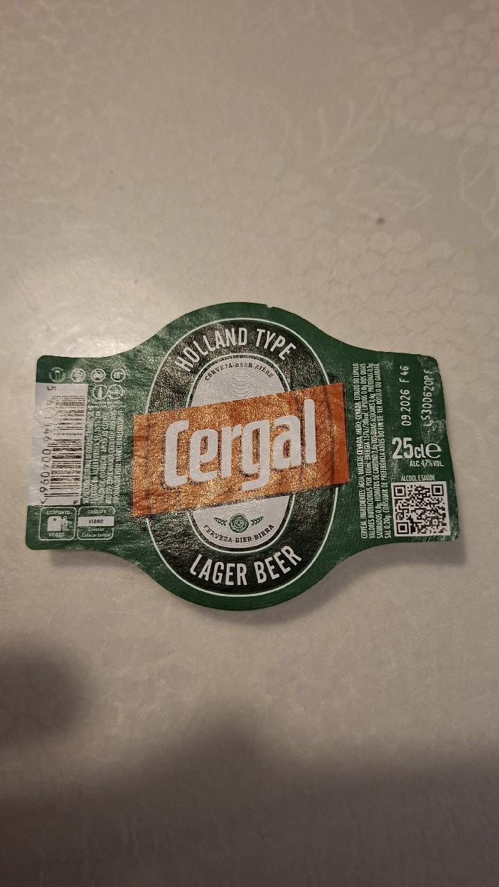 Cergal Lager beer, Portugal