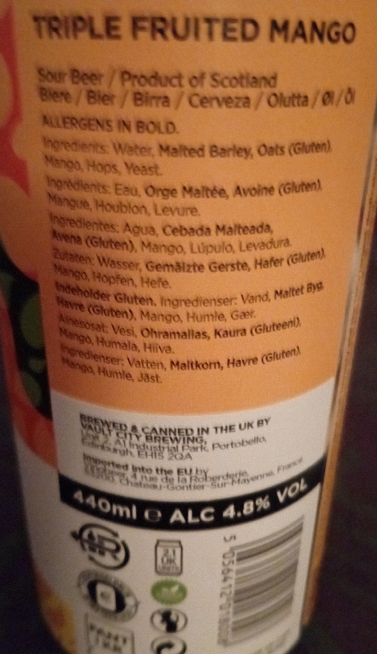 Triple Fruited Mango, Vault City Brewing