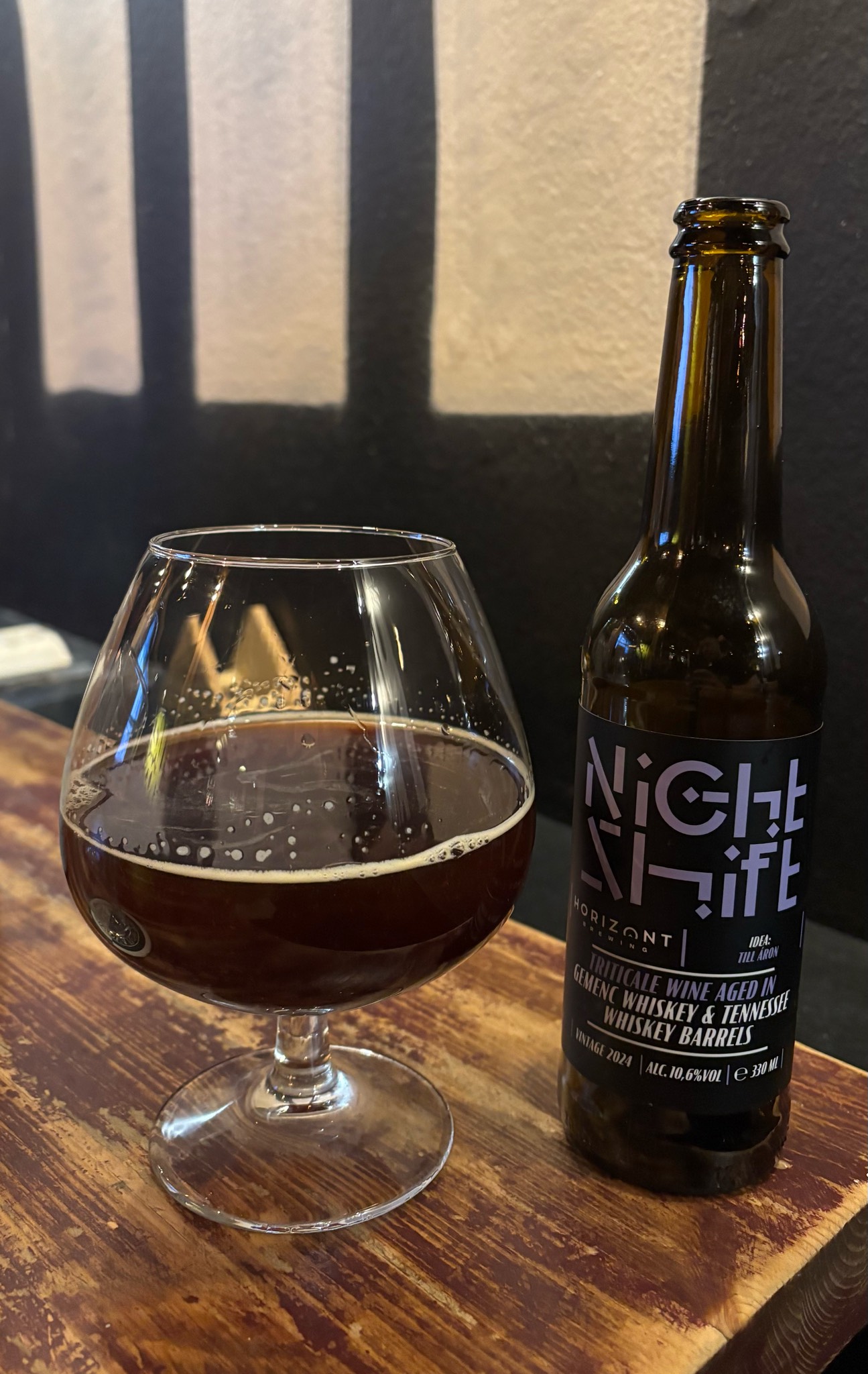 Night Shift Vintage 2024 Triticale Wine Aged In Gemenc Whiskey & Tennessee Whiskey Barrels, Horizont Brewing