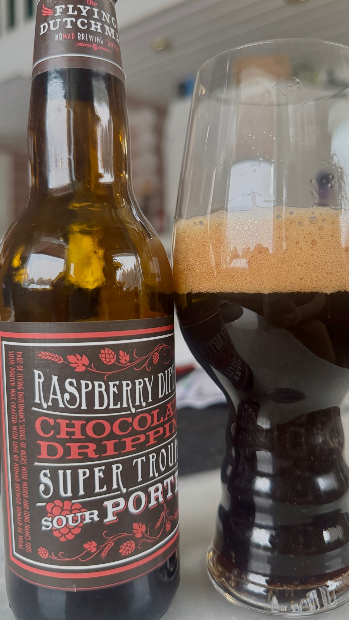 Raspberry Dipping Chocolate Dripping Super Trouper Porter, The Flying Dutchman Nomad Brewing Company