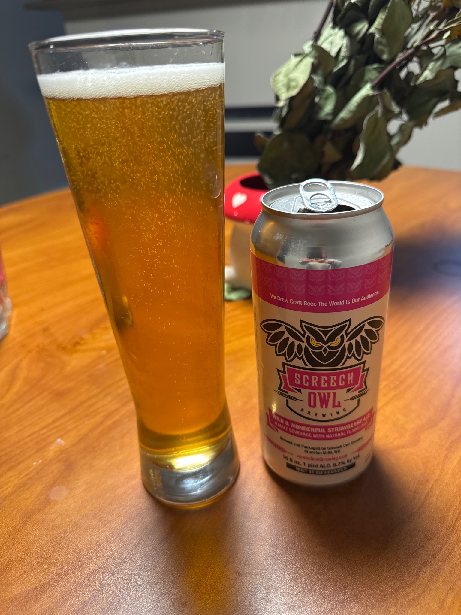 Wild and wonderful strawberry ale, Screech owl brewing