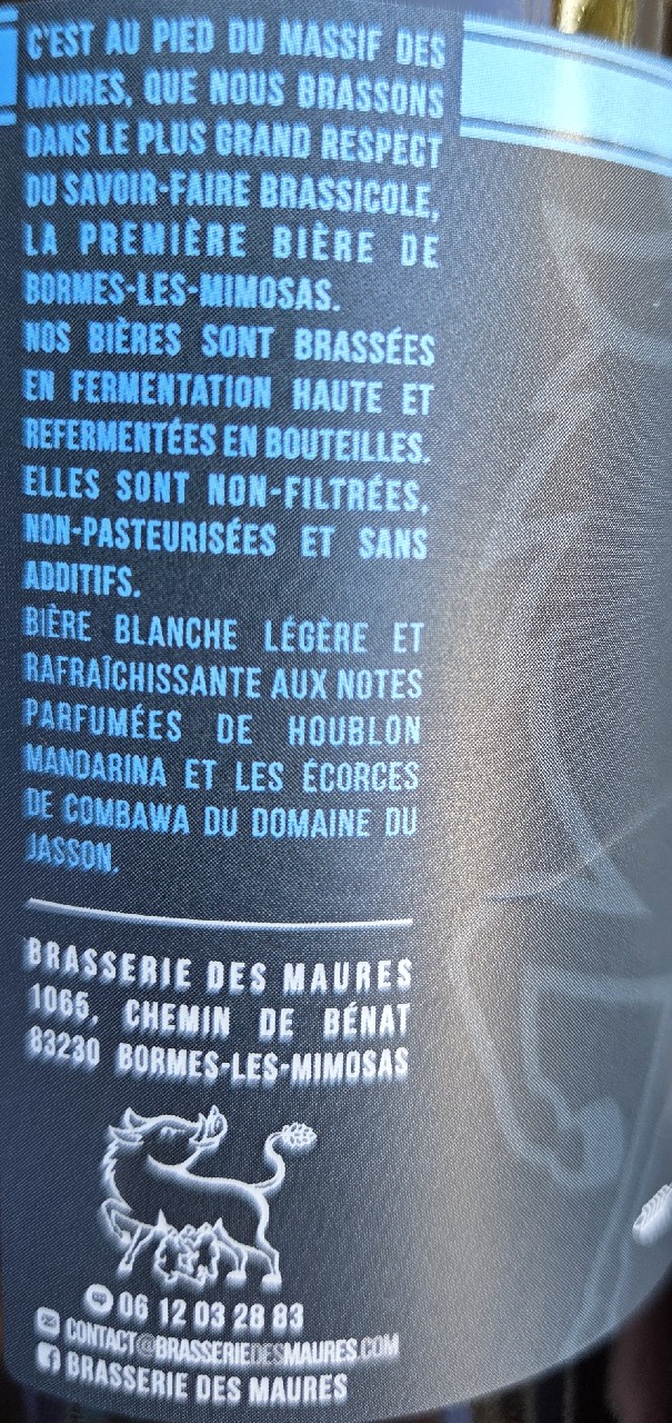 Blanche au combawa, Brasserie Des Maures