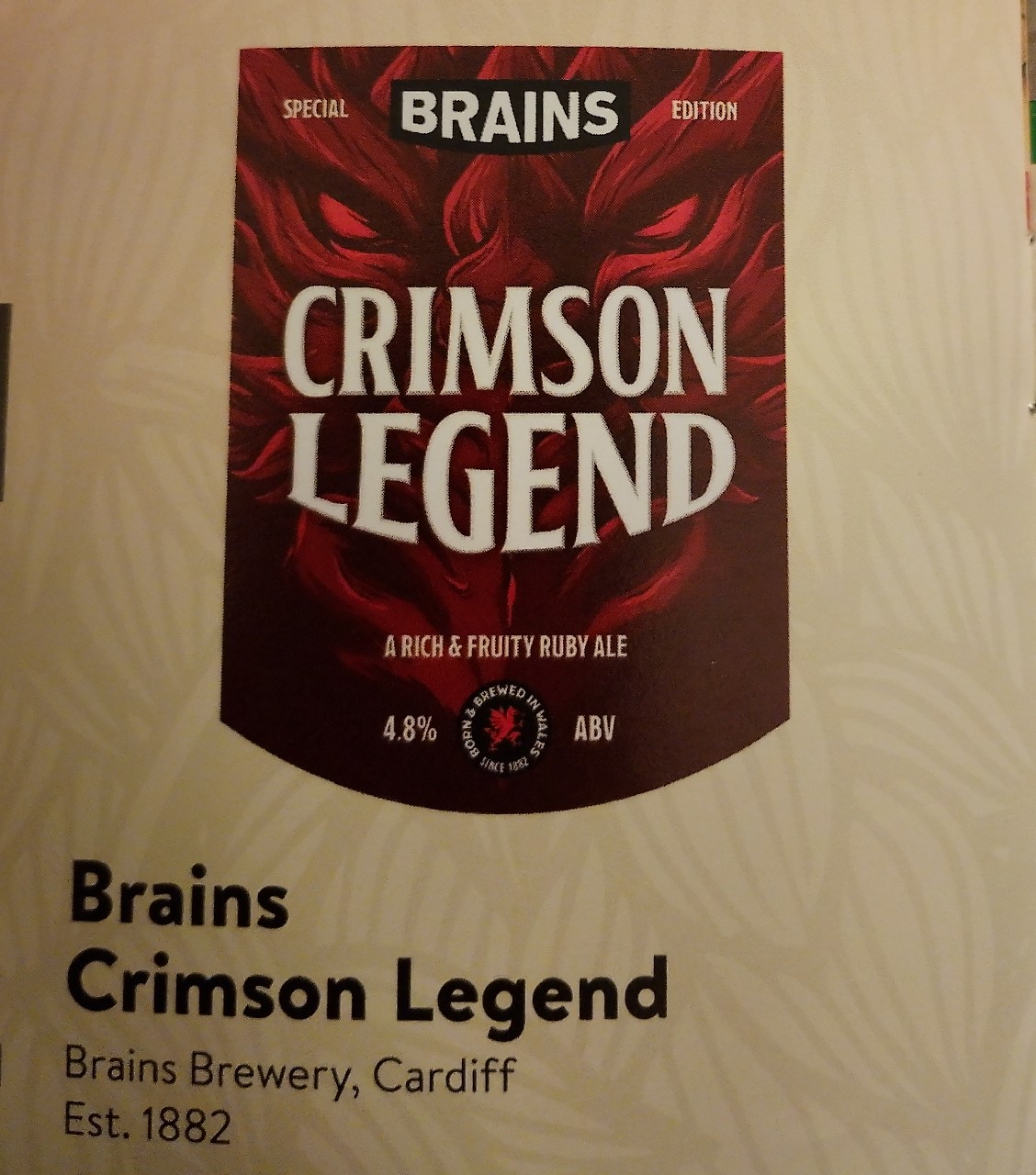 crimson legend, Wales