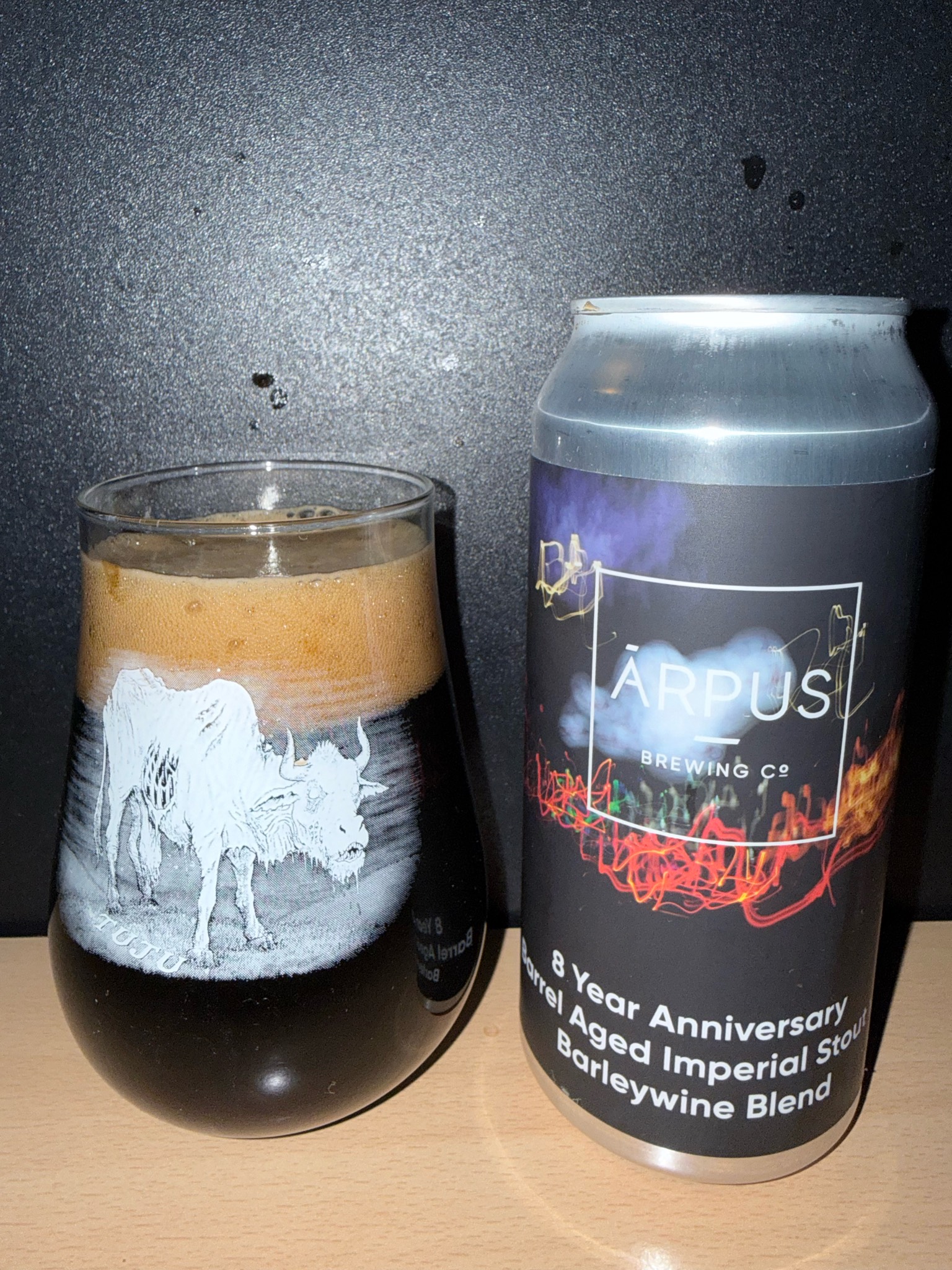 8 year anniversary barrel aged imperial stout barleywine blend, Ārpus Brewing Co.