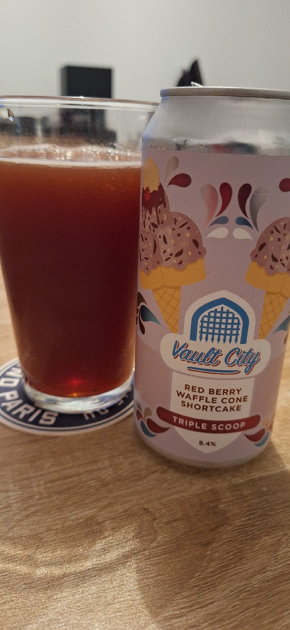 Red Berry Waffle Cone Shortcake Triple Scoop, Vault City Brewing