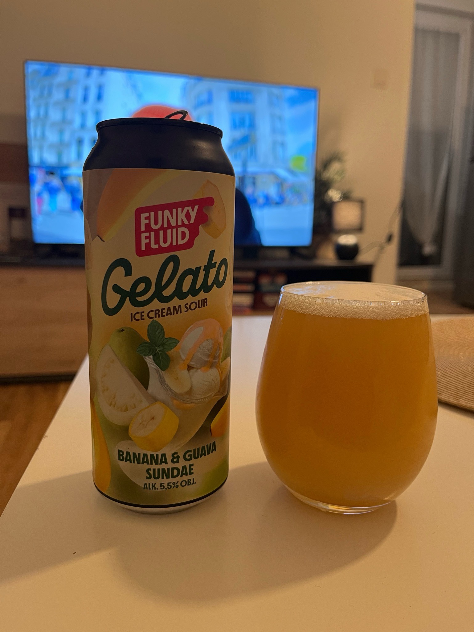 Gelato ice cream sour banana guava sundae, Funky Fluid