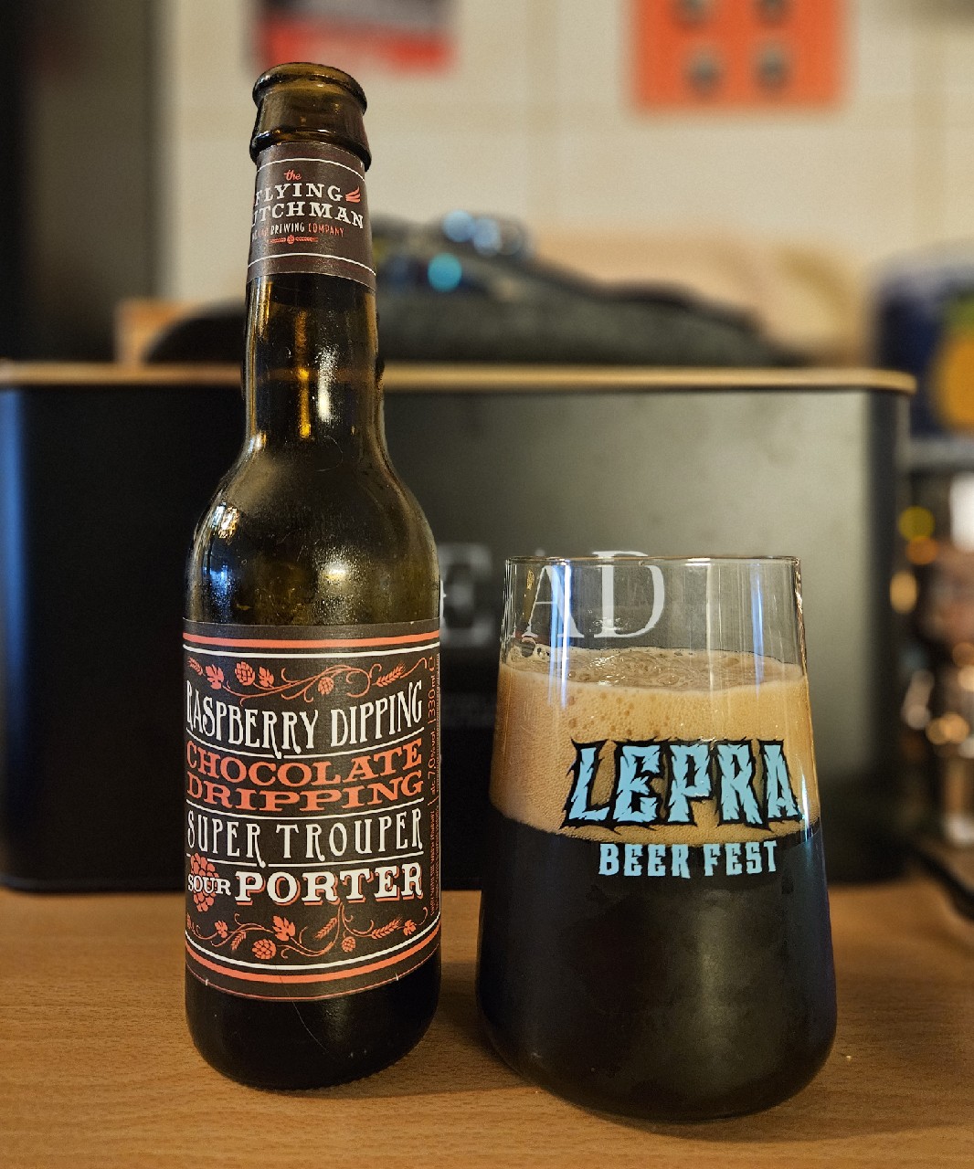 Raspberry Dipping Chocolate Dripping Super Trouper Porter, The Flying Dutchman Nomad Brewing Company