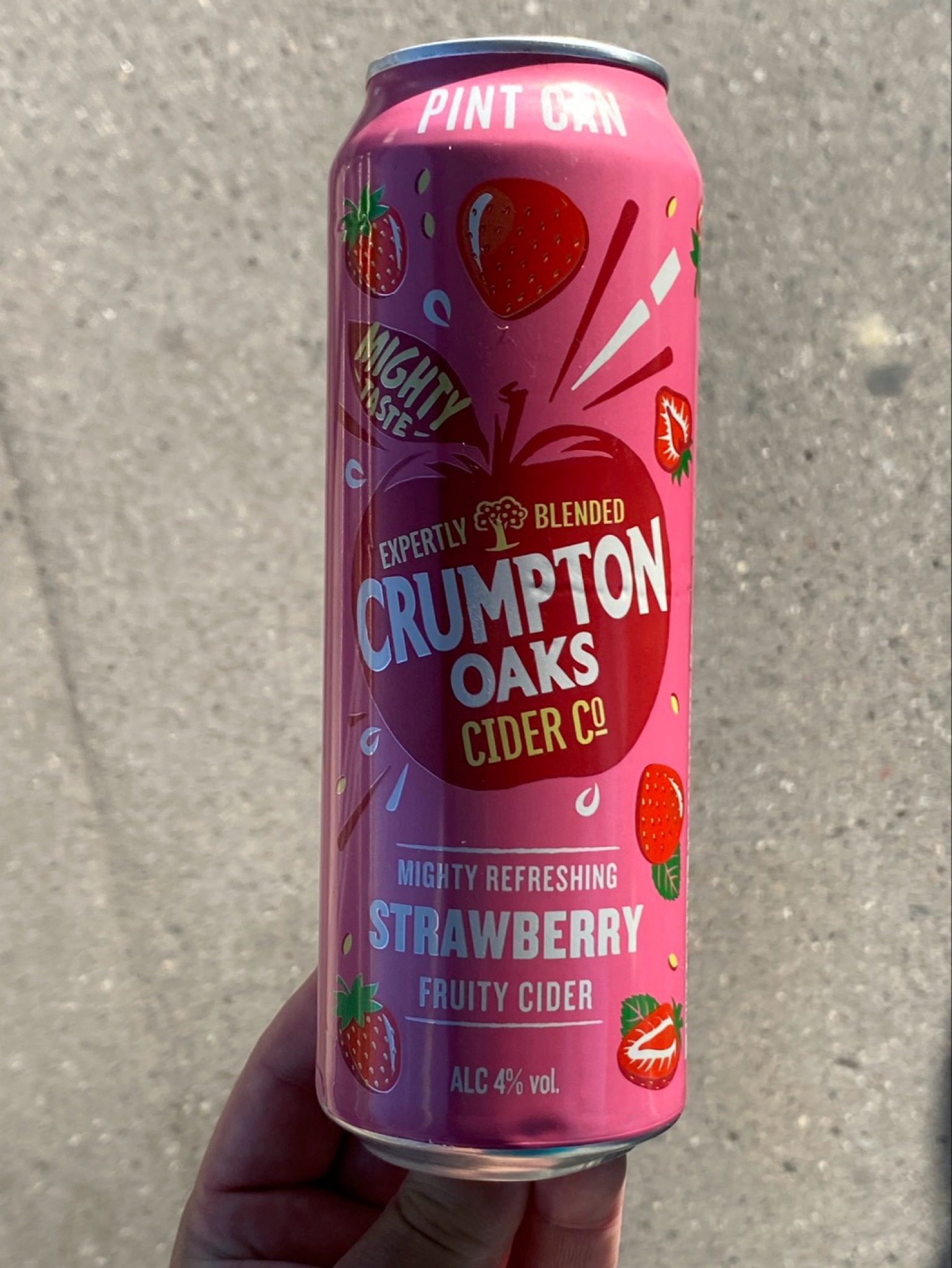 Mighty Refreshing strawberry fruity cider, Crumpton Oaks