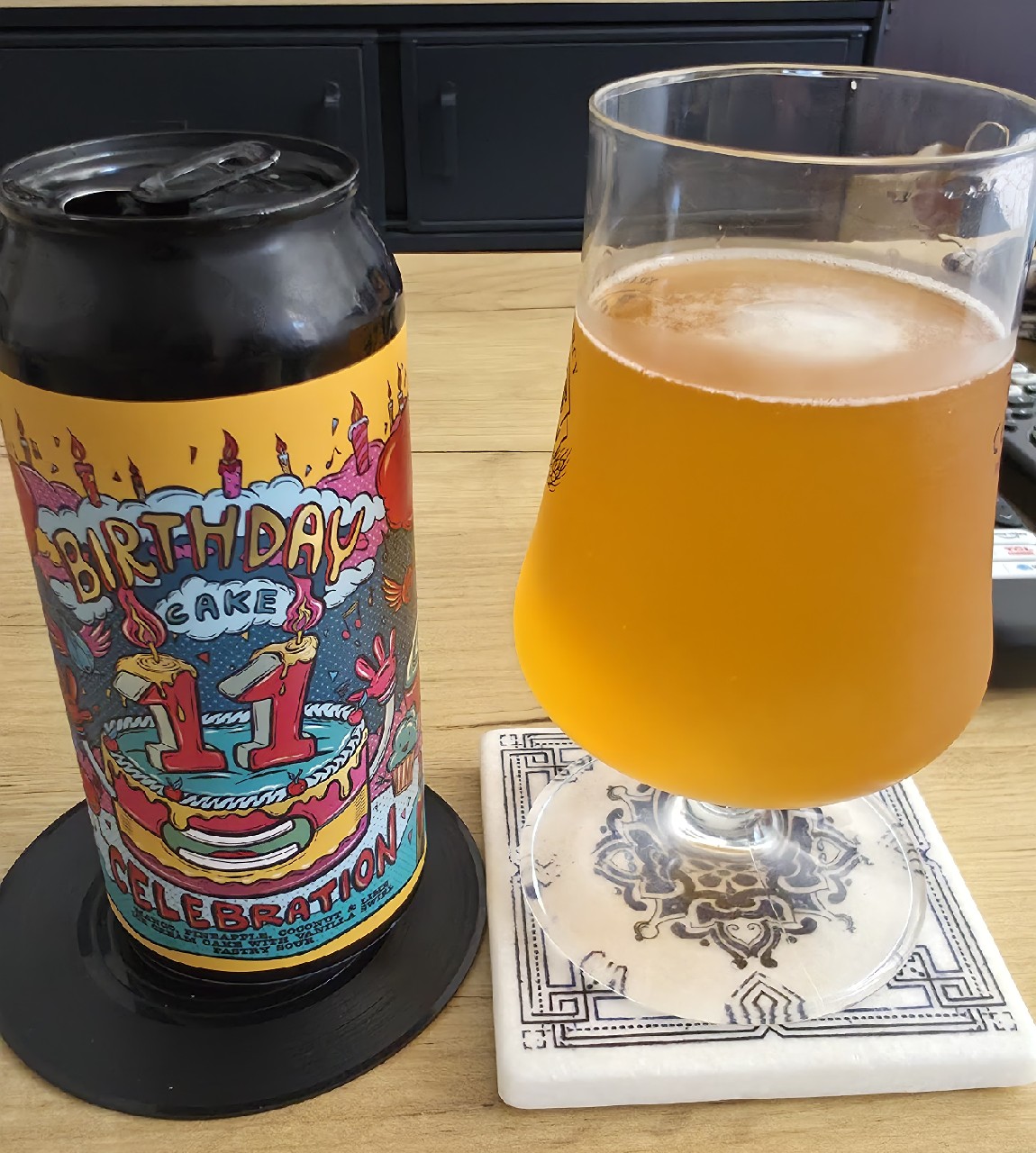 11th Birthday Cake Celebration - Mango, Pineapple, Coconut & Lime Ice Cream Cake w/ Vanilla Swirl Pastry Sour, Amundsen Bryggeri