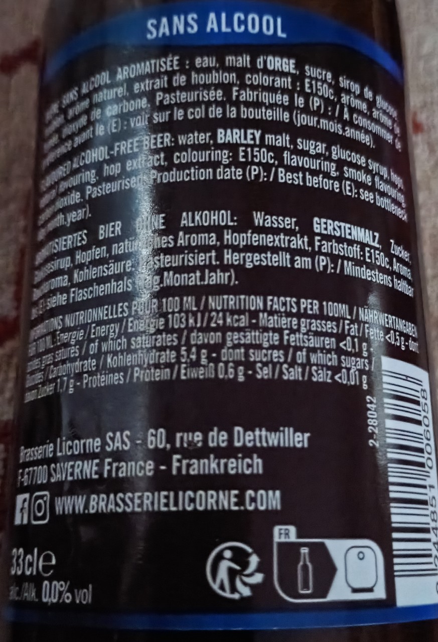 Black 0,0%, Brasserie Licorne (Karlsberg Brauerei)