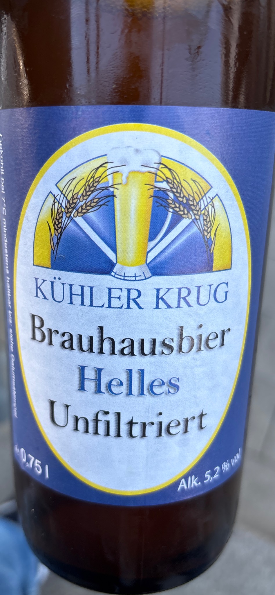 Brauhausbier Helles unfiltriert, Kühler Krug