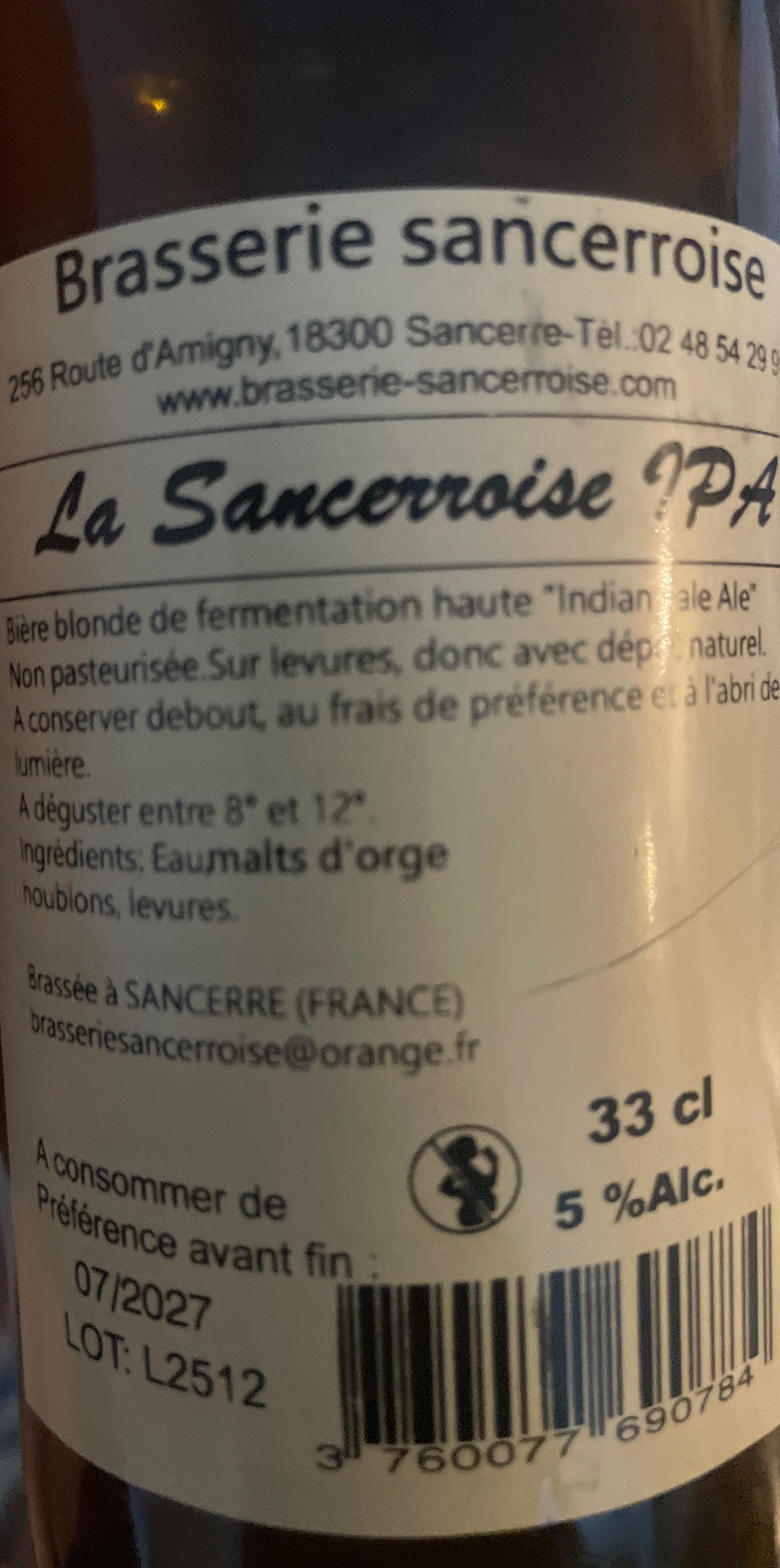 La Sancerroise IPA, Brasserie Sancerroise