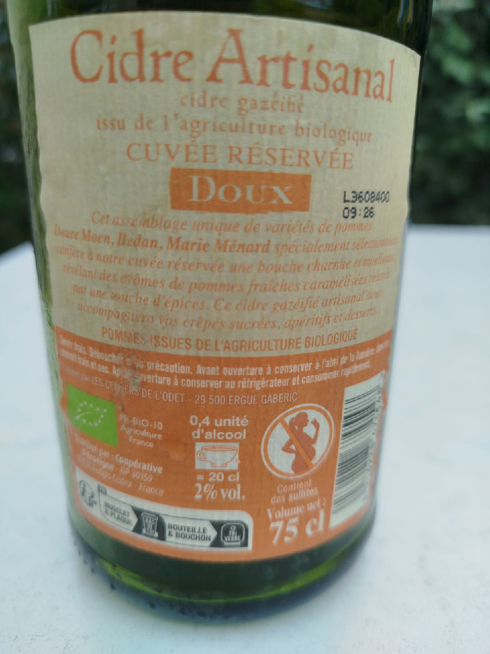 Cidre Artisanal Cuvée Réservée Doux, France