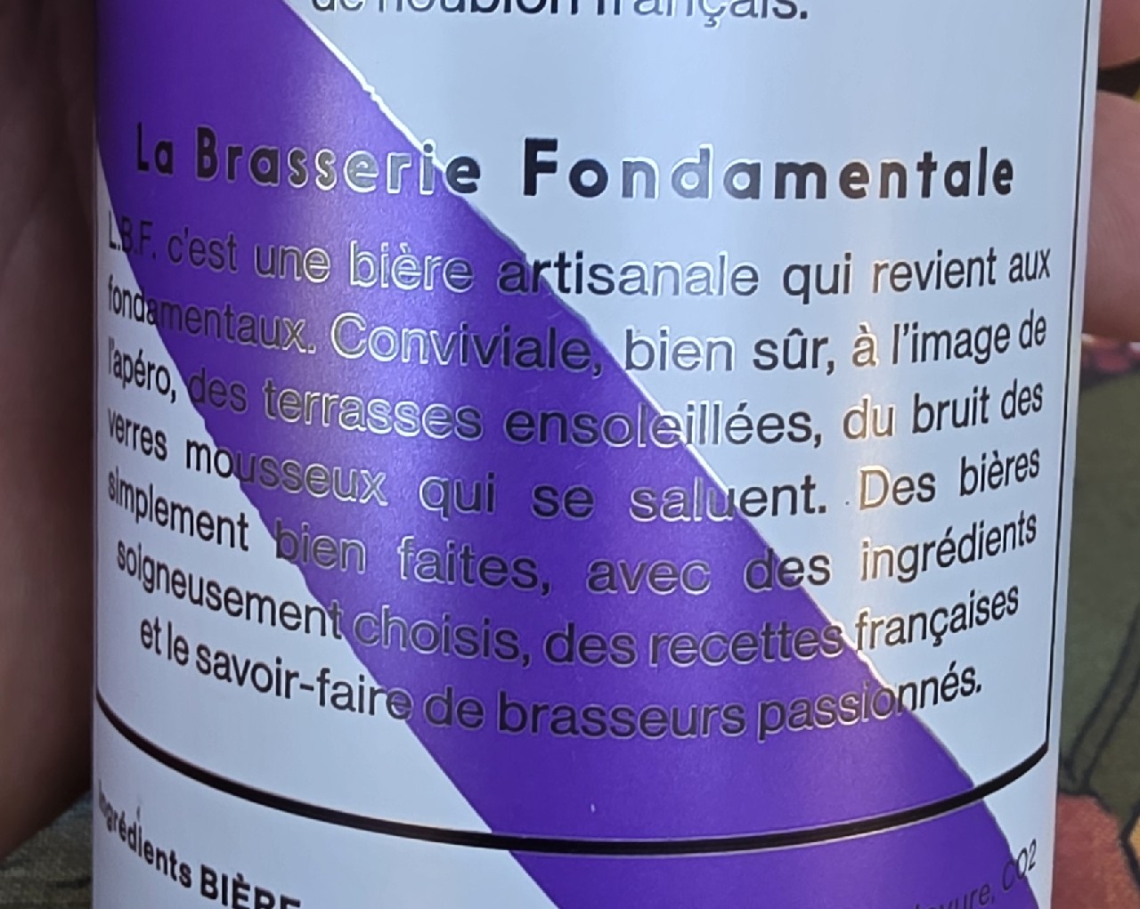 L.B.F. N°9 Hoppy Lager, La Brasserie Fondamentale (L.B.F.)