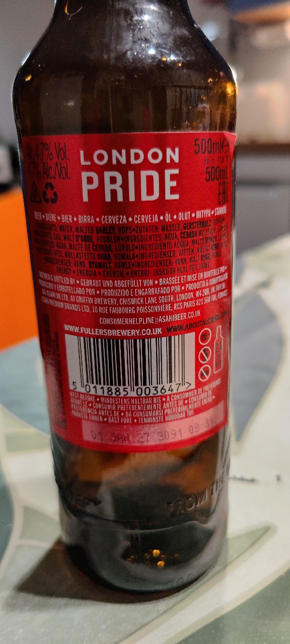 London Pride, Fuller's Griffin Brewery (Asahi Breweries)
