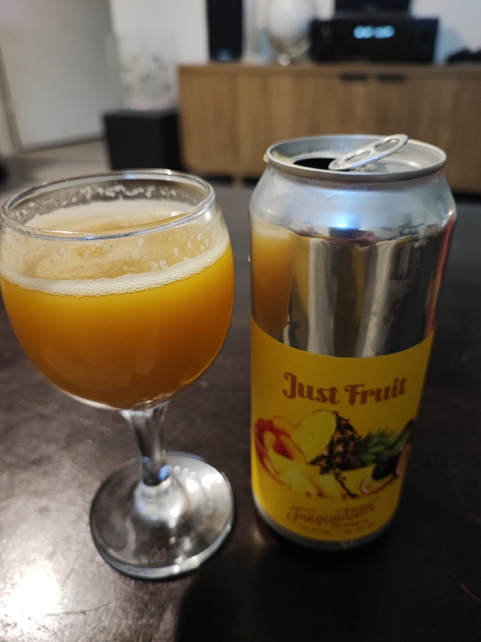just fruit peach pineapple passionfruit, Frequentem Brewing Co.