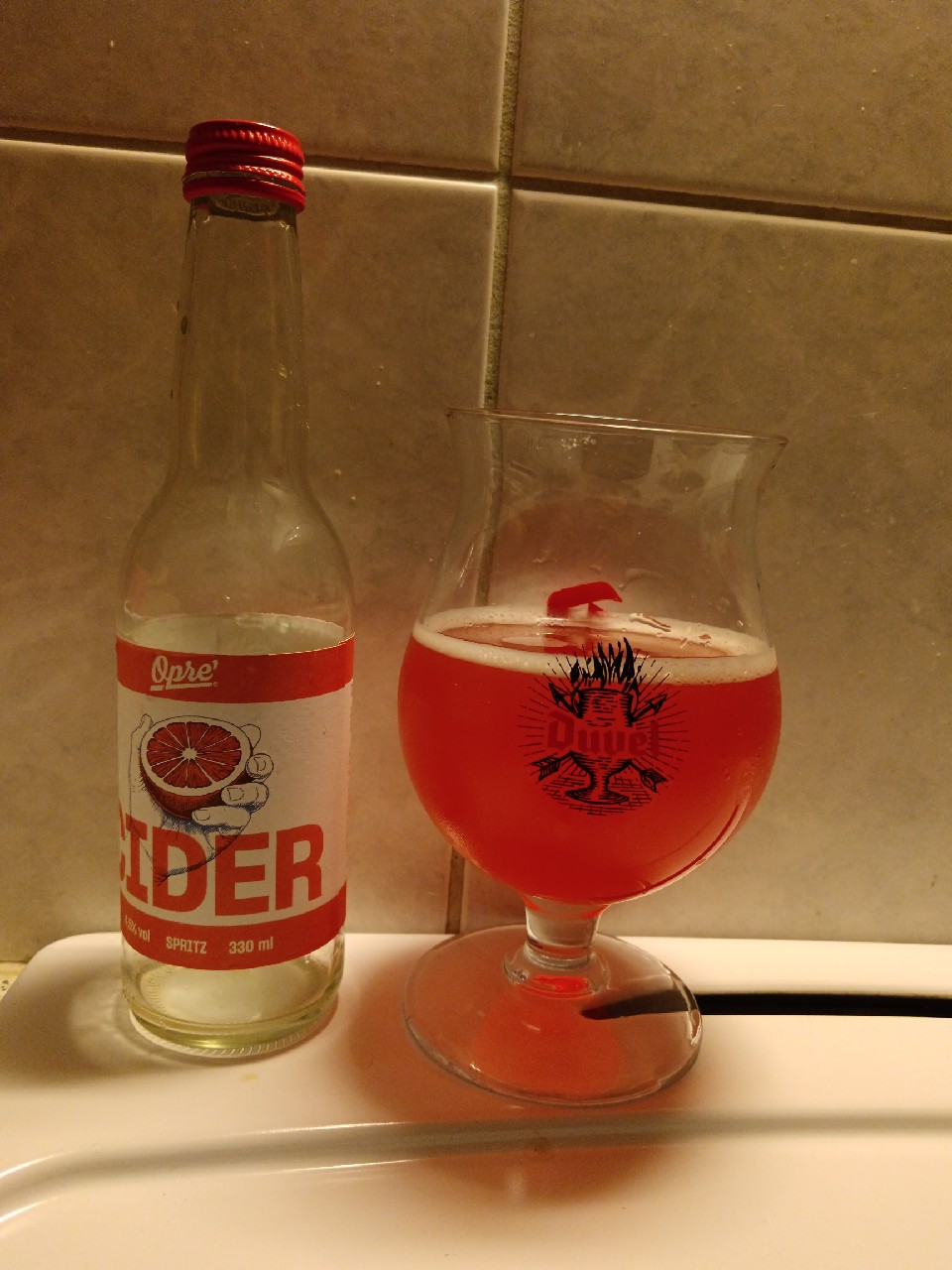 opre cider spritz flavored with orange juice, Opre'